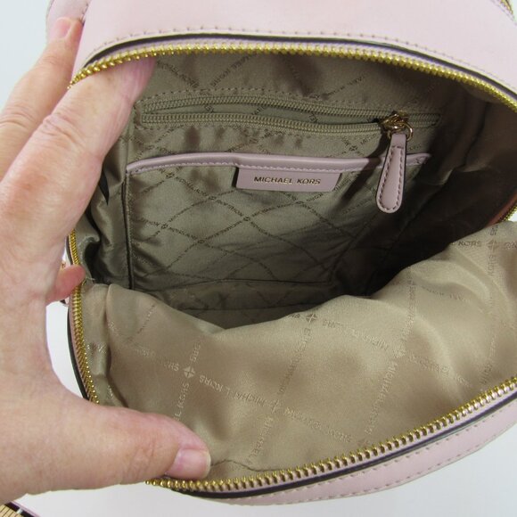 Michael Kors Pink Small Pebbled Leather Backpack Zipper Accents Multi Pockets - Picture 6 of 10